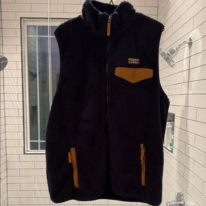 L.L. Bean Sherpa Vest Navy Blue & Tan Vest Large Tall